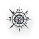 Heart and compass tattoo design idea