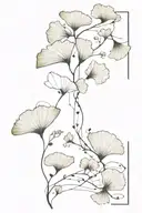 An abstract tattoo design of overlapping ginko leaves and flowers in a watercolor style, representing the client's passion for nature and art tattoo design idea