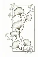 An abstract tattoo design of overlapping ginko leaves and flowers in a watercolor style, representing the client's passion for nature and art tattoo design idea