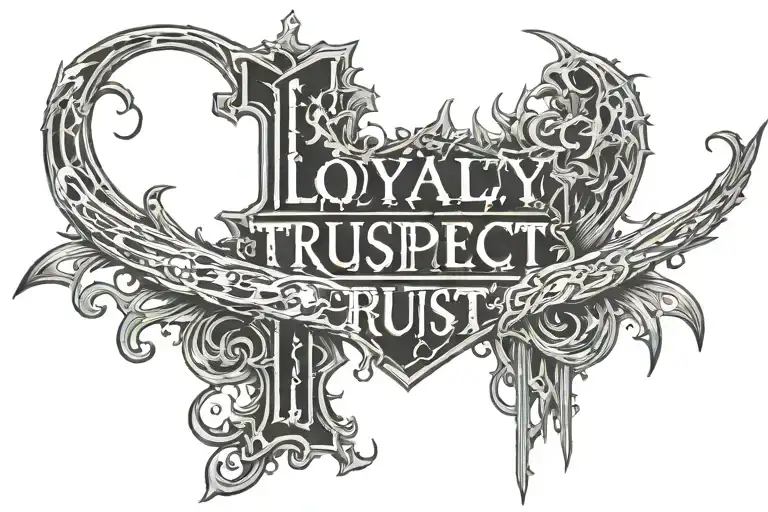 Loyalty, trust, respect loyalty lettering tattoo design idea