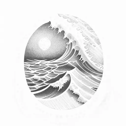 Ocean Wave sunset tattoo design idea