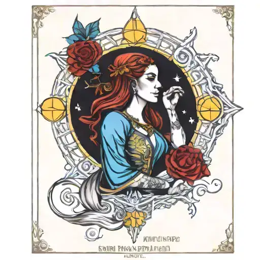 strength tarot card featuring moon phases tattoo design idea