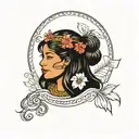 Filipino floral woman with long hair tattoo design idea