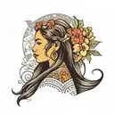 Filipino floral woman with long hair tattoo design idea