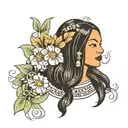 Filipino floral woman with long hair tattoo design idea