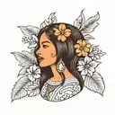 Filipino floral woman with long hair tattoo design idea