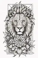 lion and protea melding tattoo design idea