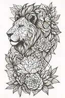 lion and protea melding tattoo design idea