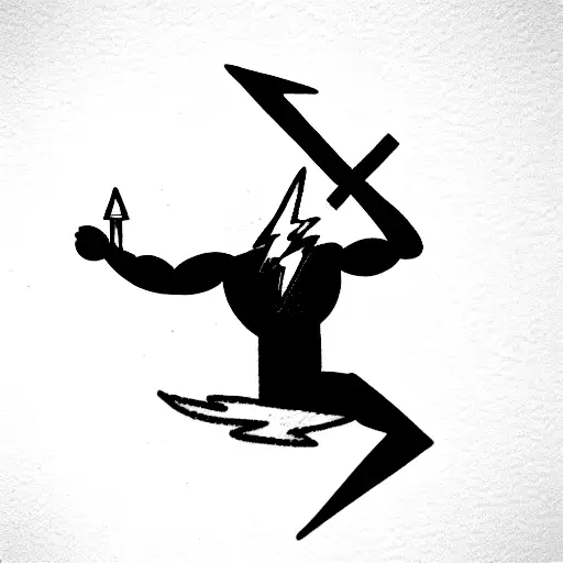 Upper body of Zeus holding a lightning bolt tattoo design idea
