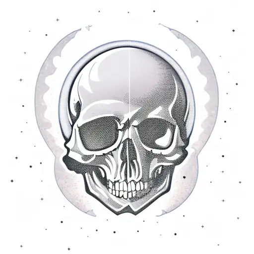 moon with a skull tattoo design idea