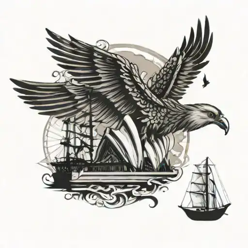 sydney opera house and liverpool liver bird perched tattoo design idea
