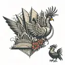 sydney opera house and liverpool liver bird perched tattoo design idea