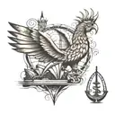 sydney opera house and liverpool liver bird perched tattoo design idea