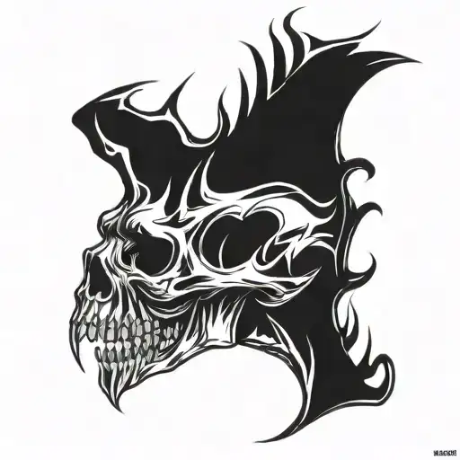 wendigo skull breathing smoke tattoo design idea