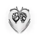 anatomically correct heart on a globe stand tattoo design idea