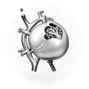 anatomically correct heart on a globe stand tattoo design idea