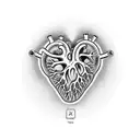 anatomically correct heart on a globe stand tattoo design idea