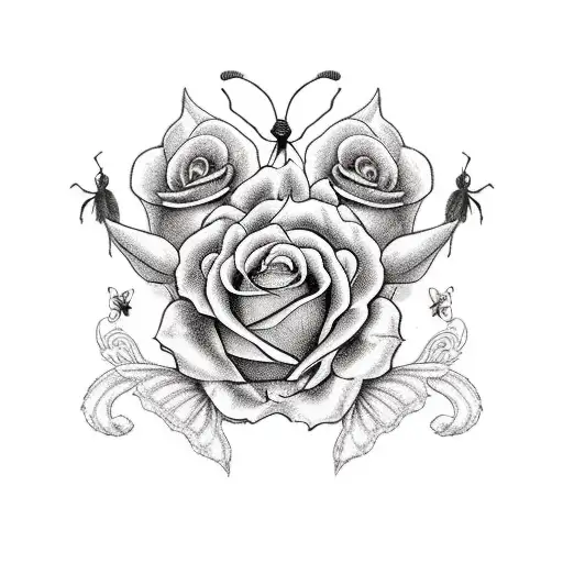 Halloween pumpkin with green butterfly and the rose from beauty and the beast tattoo design idea