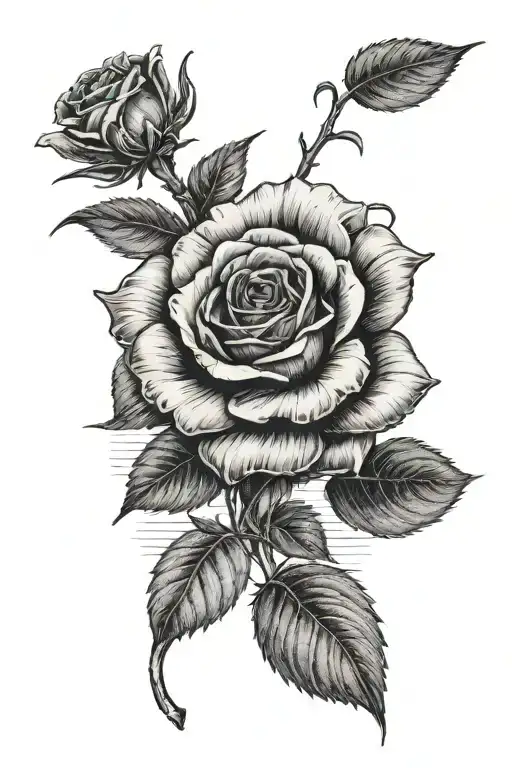 single rose with a sunflower growing out of a book tattoo design idea