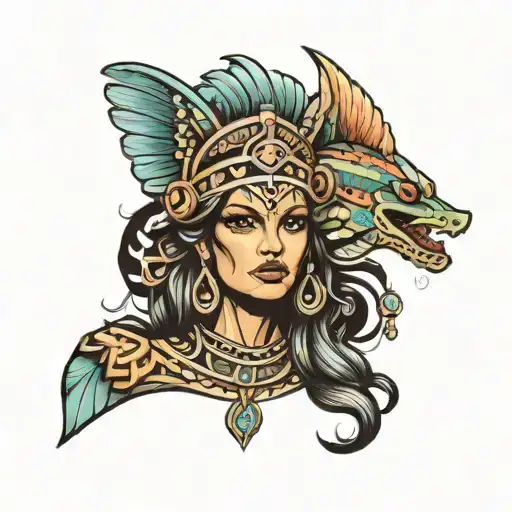 AZTEC PRINCESS , PISCES tattoo design idea