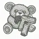 taddy bear wit glock 19 gen 5 wit red eyes tattoo design idea