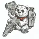taddy bear wit glock 19 gen 5 wit red eyes tattoo design idea
