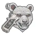 taddy bear wit glock 19 gen 5 wit red eyes tattoo design idea