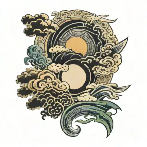 cloud and sun shining tattoo design idea