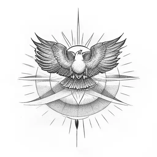 Raven with an eternal sun in the backdrop symbolizing new beginings tattoo design idea