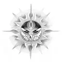 Raven with an eternal sun in the backdrop symbolizing new beginings tattoo design idea