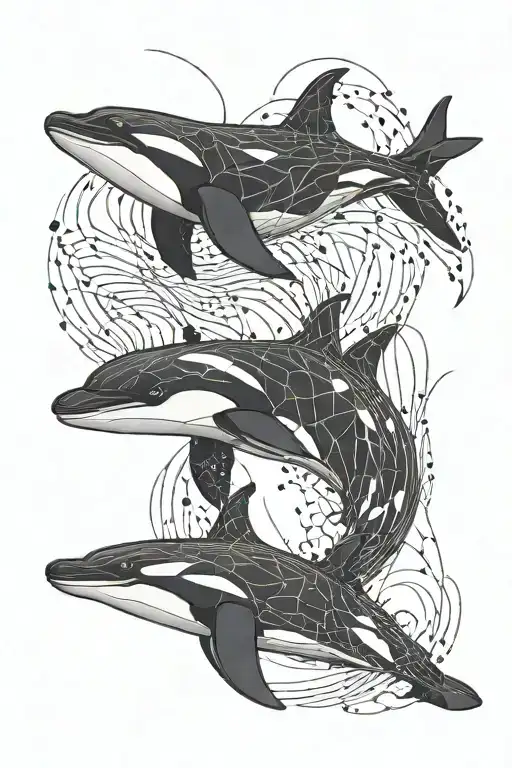 Orca whale swimming gracefully tattoo design idea