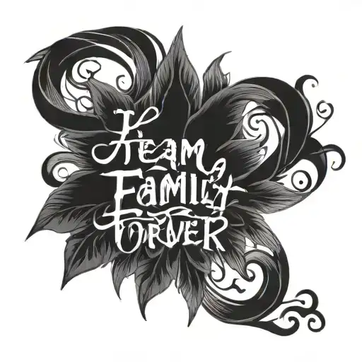Ek team family forever phrase written tattoo design idea