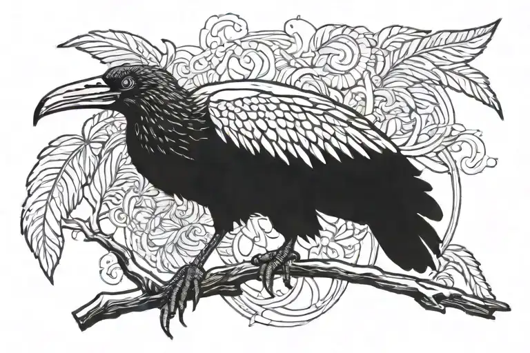 hadeda ibis bird perched tattoo design idea