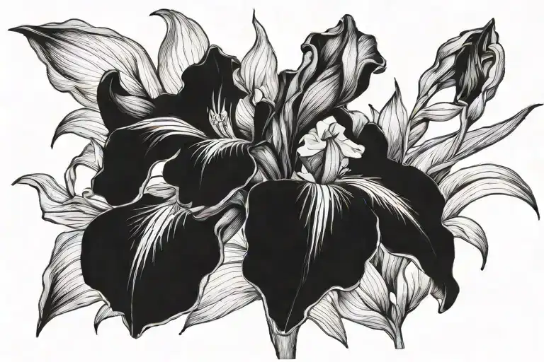 hadeda bird iris flower tattoo design idea