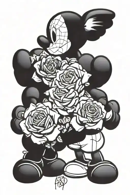 roses angels kaws x Picasso tattoo design idea