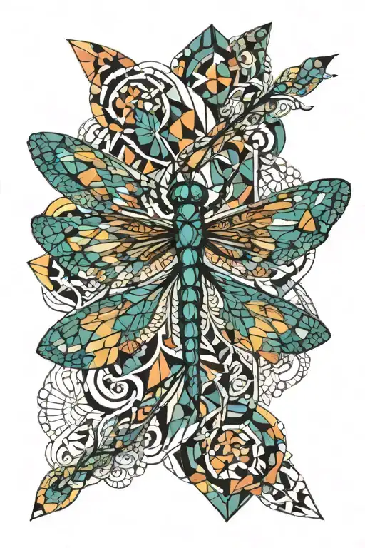 Dragonfly colorful tattoo design idea