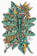 Dragonfly colorful tattoo design idea