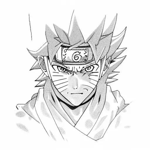 Naruto Uzumaki unleashing the power of Kurama tattoo design idea