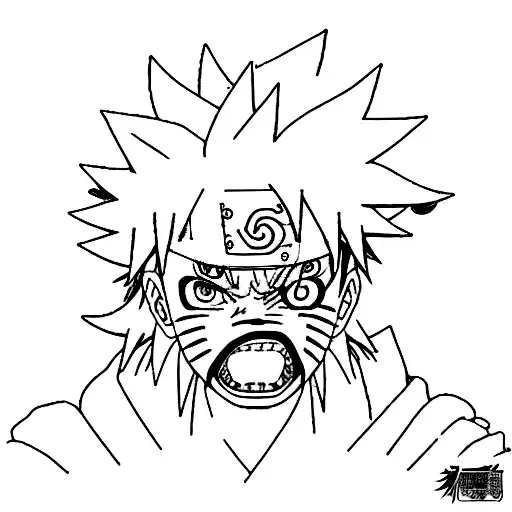 Naruto Uzumaki unleashing the power of Kurama tattoo design idea