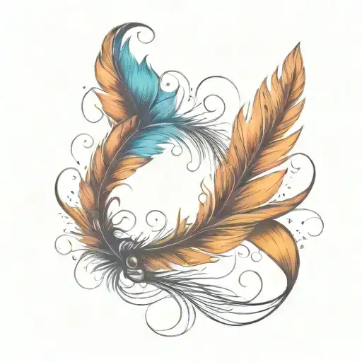 small feather with the word courage tattoo design idea