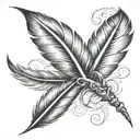  elegant script with a feather quill pen intertwined,  tattoo design idea