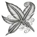  elegant script with a feather quill pen intertwined,  tattoo design idea