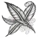  elegant script with a feather quill pen intertwined,  tattoo design idea