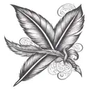  elegant script with a feather quill pen intertwined,  tattoo design idea