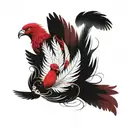 red phoenix feather transforming into a flock of birds tattoo design idea