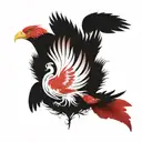 red phoenix feather transforming into a flock of birds tattoo design idea