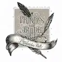 The Princess Bride quote written in elegant script with a feather quill pen tattoo design idea