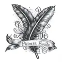 The Princess Bride quote written in elegant script with a feather quill pen tattoo design idea