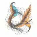 small feather with the word courage tattoo design idea