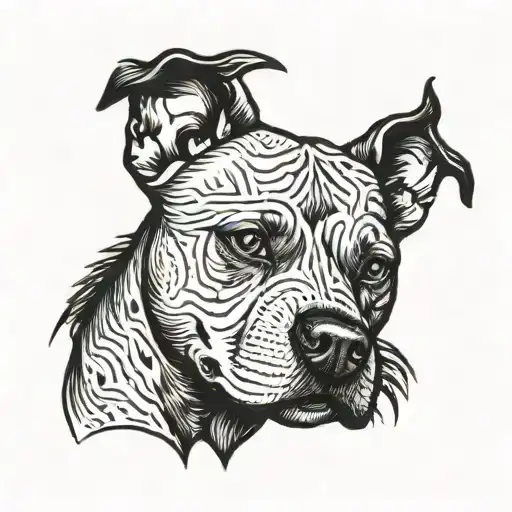 Juvenile american pitbull face with Spiked collar   tattoo design idea